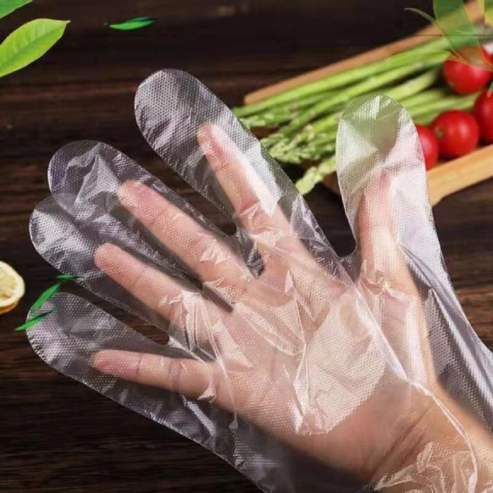 Guanti di plastica per alimenti usa e getta 100 pezzi accessori da cucina per la bellezza da pranzo o guanti per frutta e verdura ecologici per barbecue da ristorante