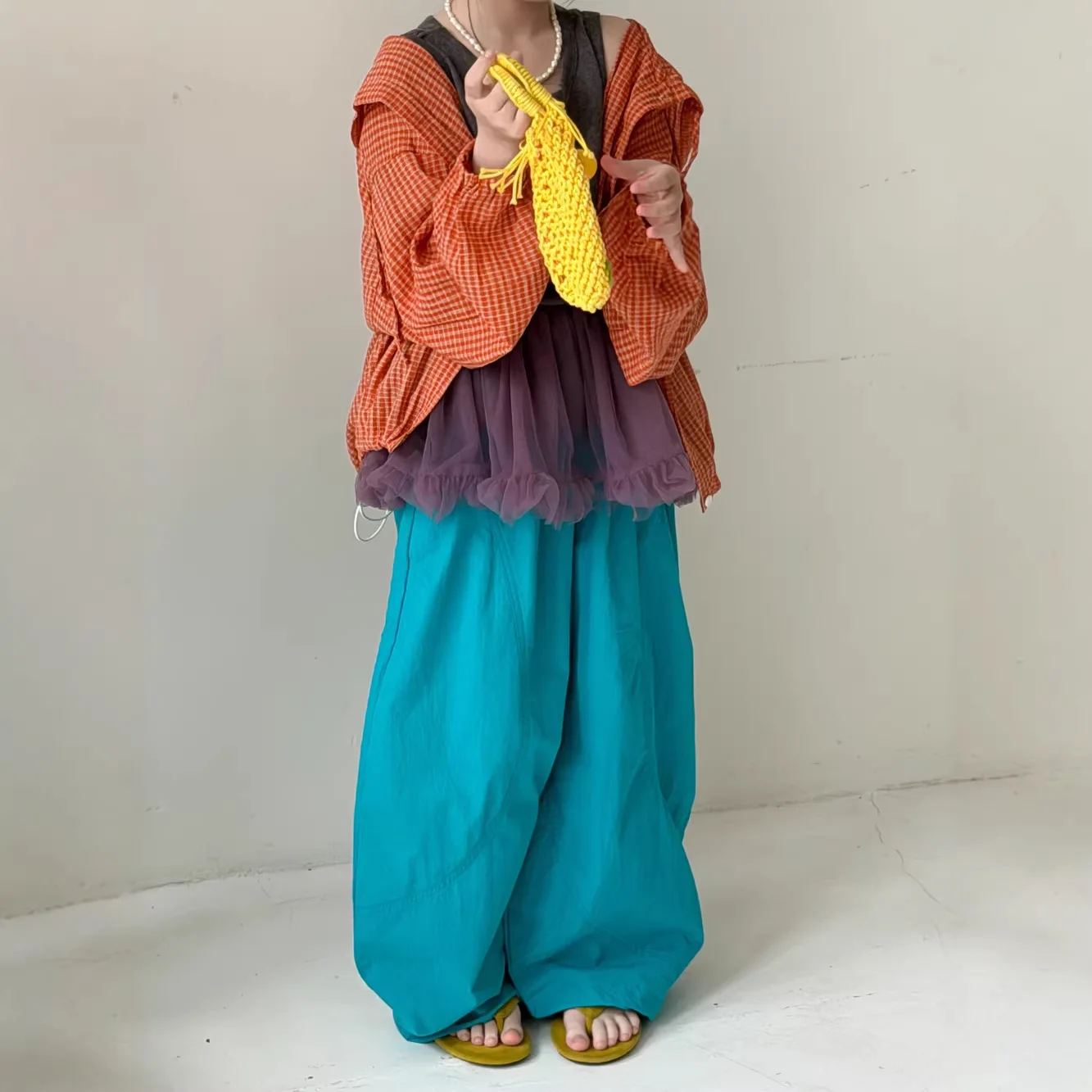 2026 Summer Kids Curved Wide Leg Pants Unisex Boys Girls Loose Casual Draped Soft Trousers Lightweight Daily Wear Long Pants