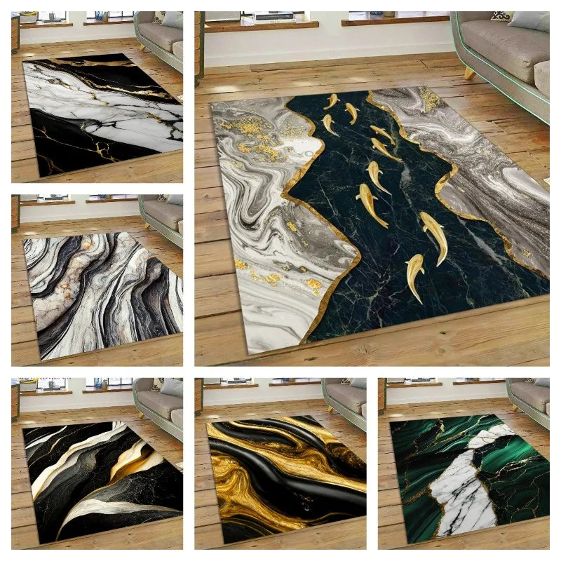 3D Marmor Teppich bunte Goldfarbe Teppich für zu Hause Wohnzimmer Schlafzimmer luxuriöse Dekor Sofa Fuß matte Bereich Teppich rutsch feste Boden matte