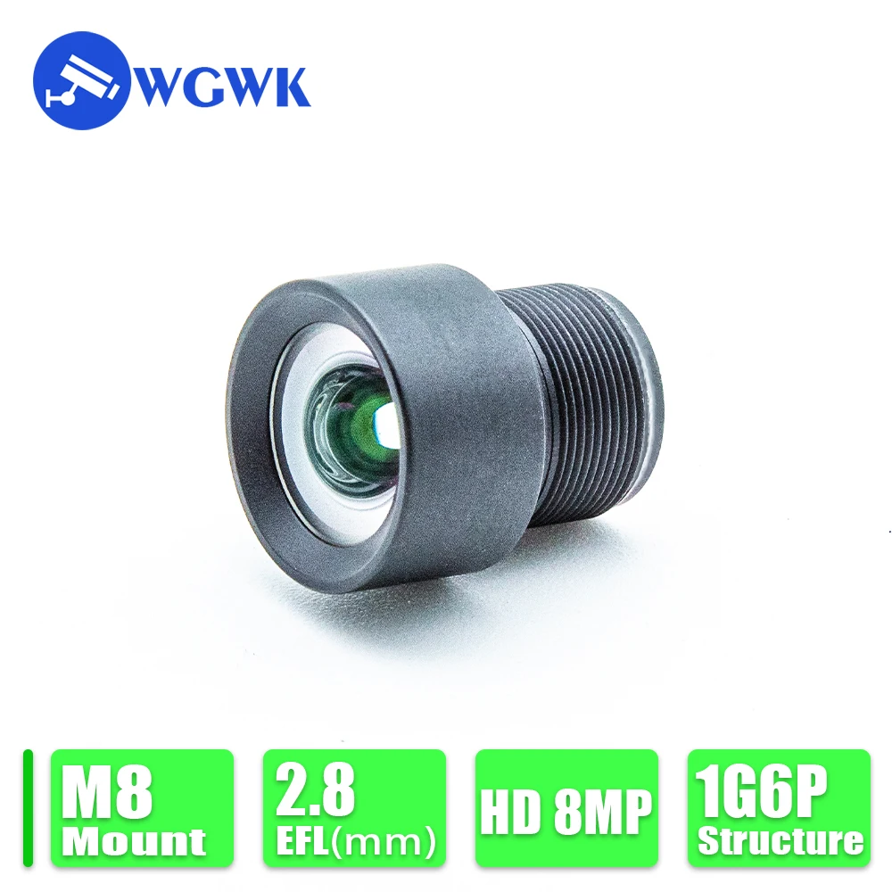 WGWK-3759 HD 8MP M8 Mount Lens 2.8mm Fixed Focus 2.5 F/NO(Max) Distortion-free Design High resolution lens For IP CCTV Cameras