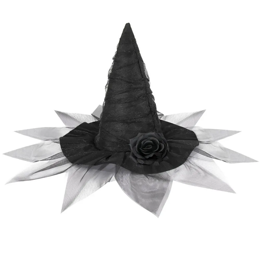 

Velvet Cloth Halloween Witch Hat Gothic Queen Baroque Baroque Witch Hat Cosplay Photo Props Decoration Supplies Wizard Cap