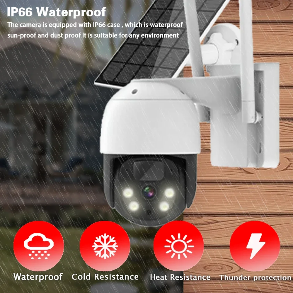 5mp Wifi Zonnecamera Pir Menselijke Detectie Ptz Ip Cam Met 10400Mah Zonnepaneel Opladen Batterij Videobewaking 360 ° Camera