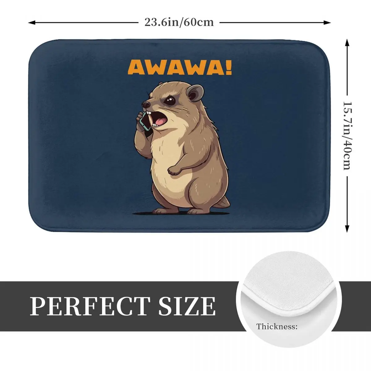 Rock Hyrax Awawa On Phone Groundhog Dassi Non-slip Doormat Floor Mat Carpet Rug for Kitchen Entrance Home Bathroom Footpad Mats