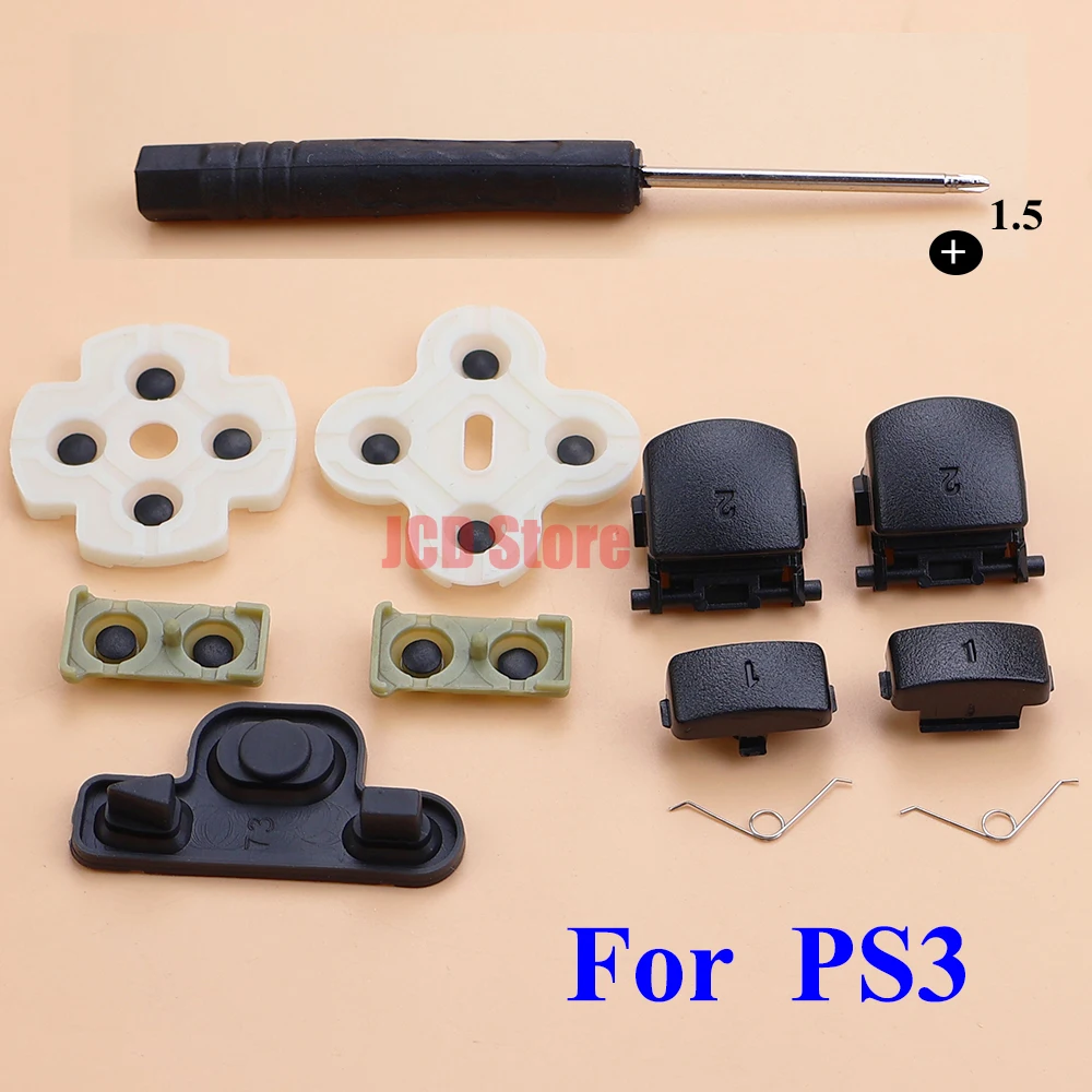 JCD pour contrôleur PS3 L1 R1 L2 R2 boutons de déclenchement bouton en caoutchouc conducteur pièces de réparation ABCD