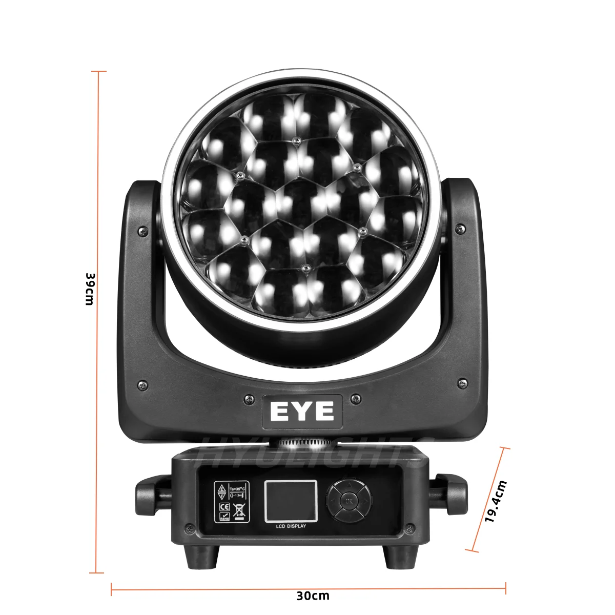 19x25W RGBW 4in1 LED Spotlight Wash/Beam/Zoom, Professioneller DJ/Bar Big Bee Eye LED Moving Head Disco Strobe Bühnenbeleuchtung – Detail 4