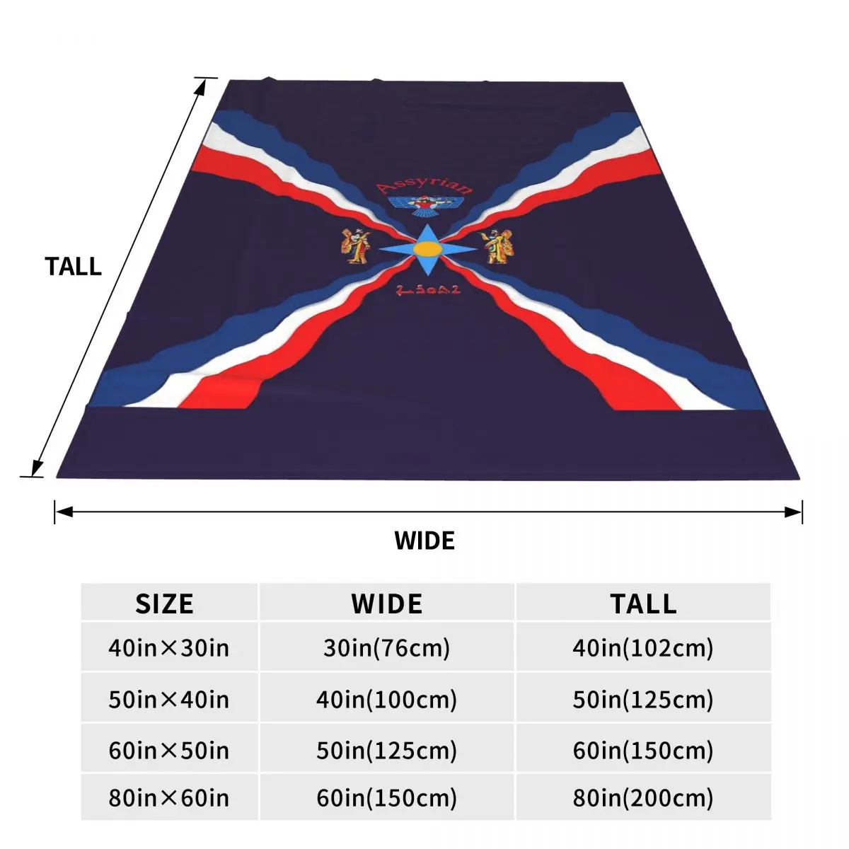Luxury Assyrian Suryoyo Flag Blankets Fleece Sofa Throw Blanket Multi-function for Home Bedroom Office Throws Bedspread Quilt