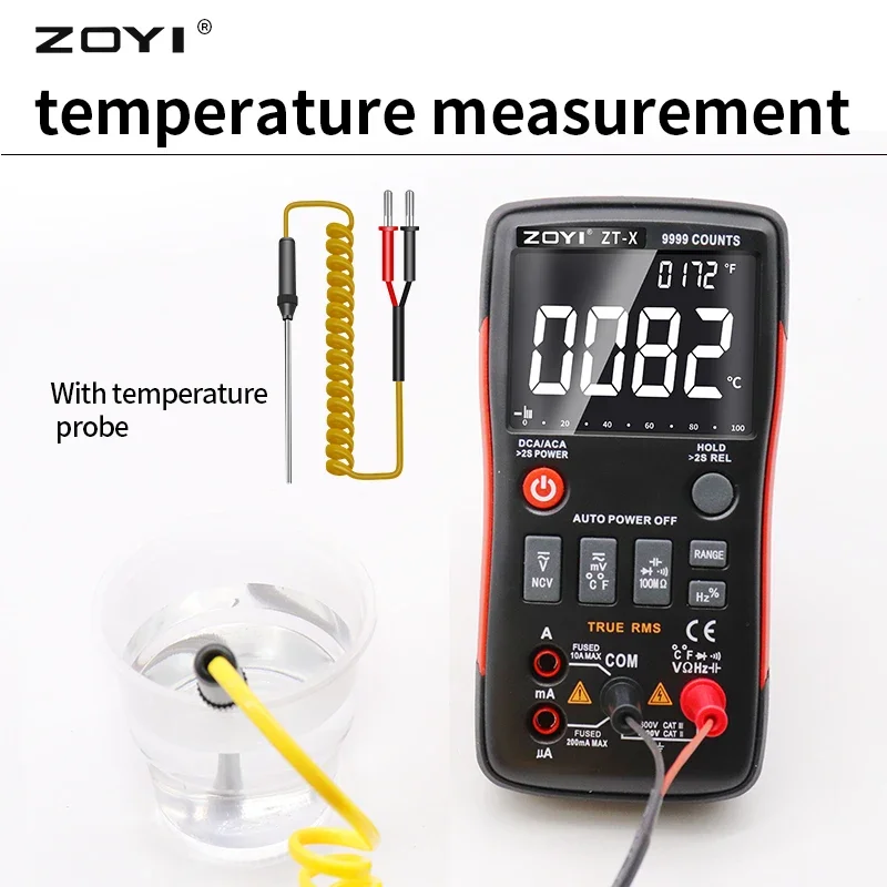 ZOYI Digital Multimeter ZT-X T-RMS Auto Range EBTN LCD Display DC/AC Voltmeter Ammeter Current Capacitor Ohm Temp Hz NCV Tester