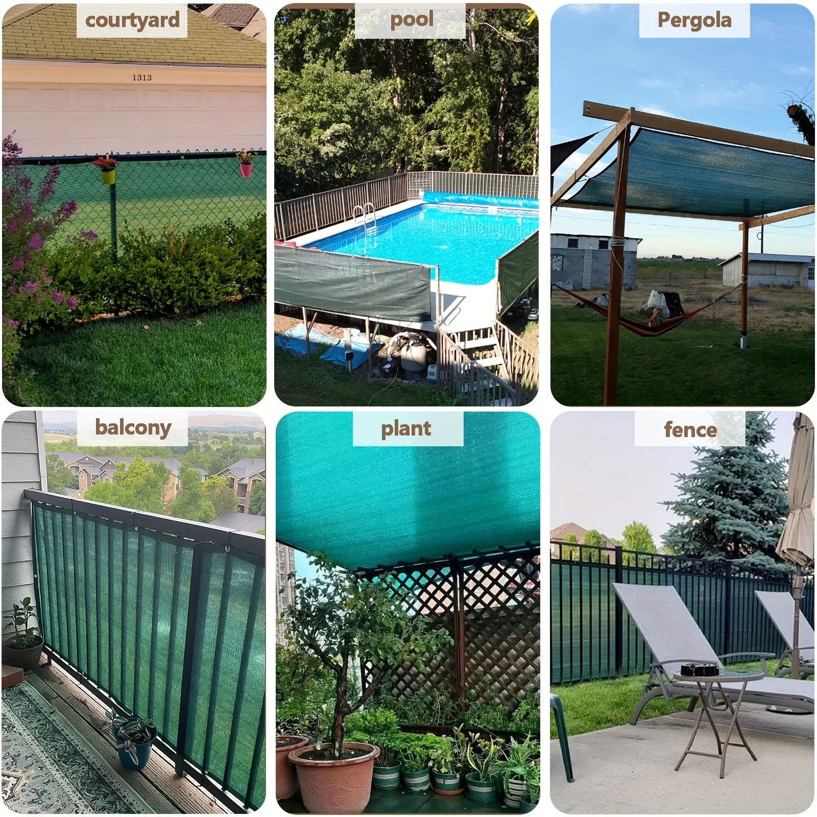 Outdoor Sunshade Nets, Sunshade Nets, Plant Sunshade Nets Made of High-Density Polyethylene with Holes for Easy Hanging, Uv-Resistant, Breathable, with Optional Shading Rates. Suitable for Pavilions, Terraces, Greenhouses, and Lawns.