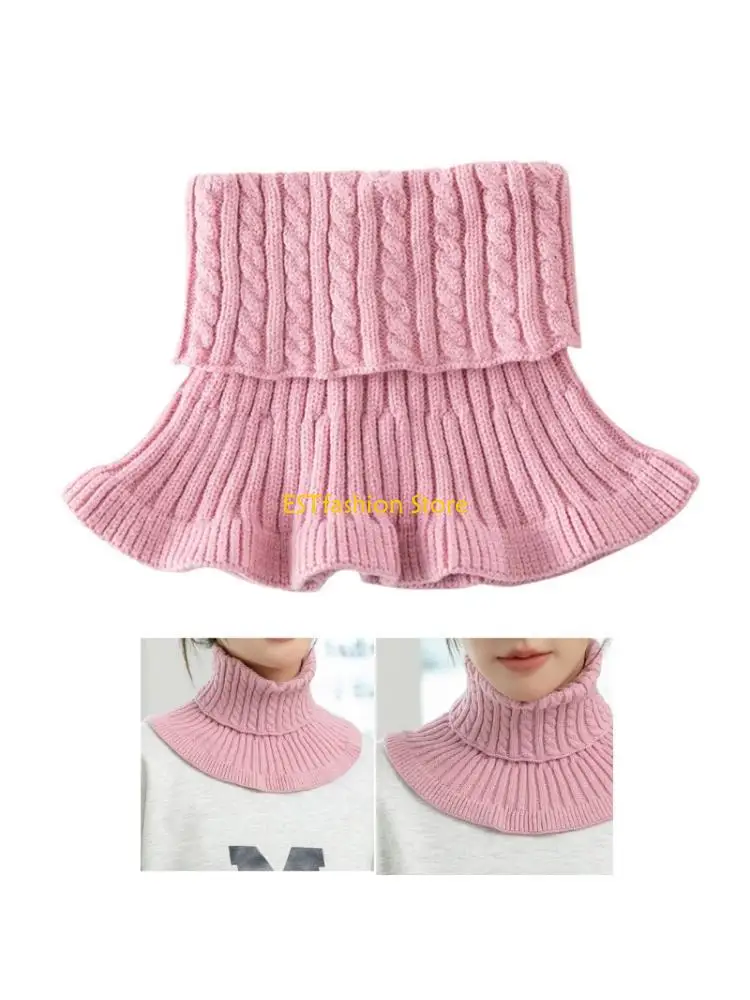 

Y5GC Elastic Cable Knit Scarf Winter Outdoor Activity Family Friendly Turtleneck