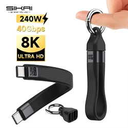 USB 4 Cable Portable Keychain 240W USB C Charging Cable 40Gbps Data Transfer Thunderbolt 4/3 8K@60Hz Video Display for iPhone17