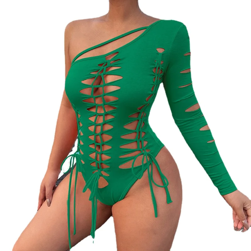 

Модный женский сексуальный комплект с футболкой с одним рукавом, популярная футболка с высокой талией и открытыми плечами, топ с вырезами