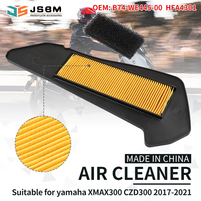 

JSBM Motorcycle Accessories Air Filter Intake Cleaner For Yamaha X-Max XMAX 250 300 CZD300 2017 2018 2019 2020 2021 B74-WE445-00