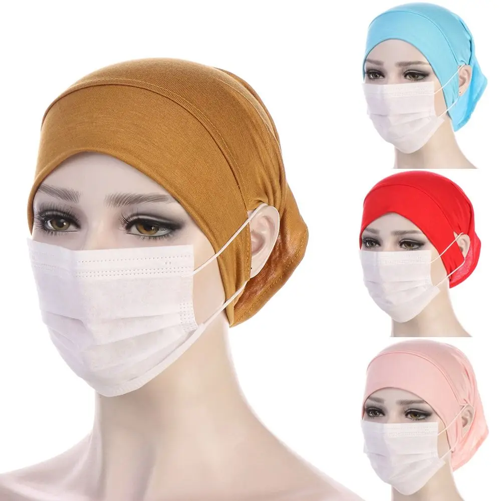 Base Solid Color Islamic Scarf Hat Undercap with Ear Hole Modal Women's Hijab Accessories Elastic Hijab Caps for Women