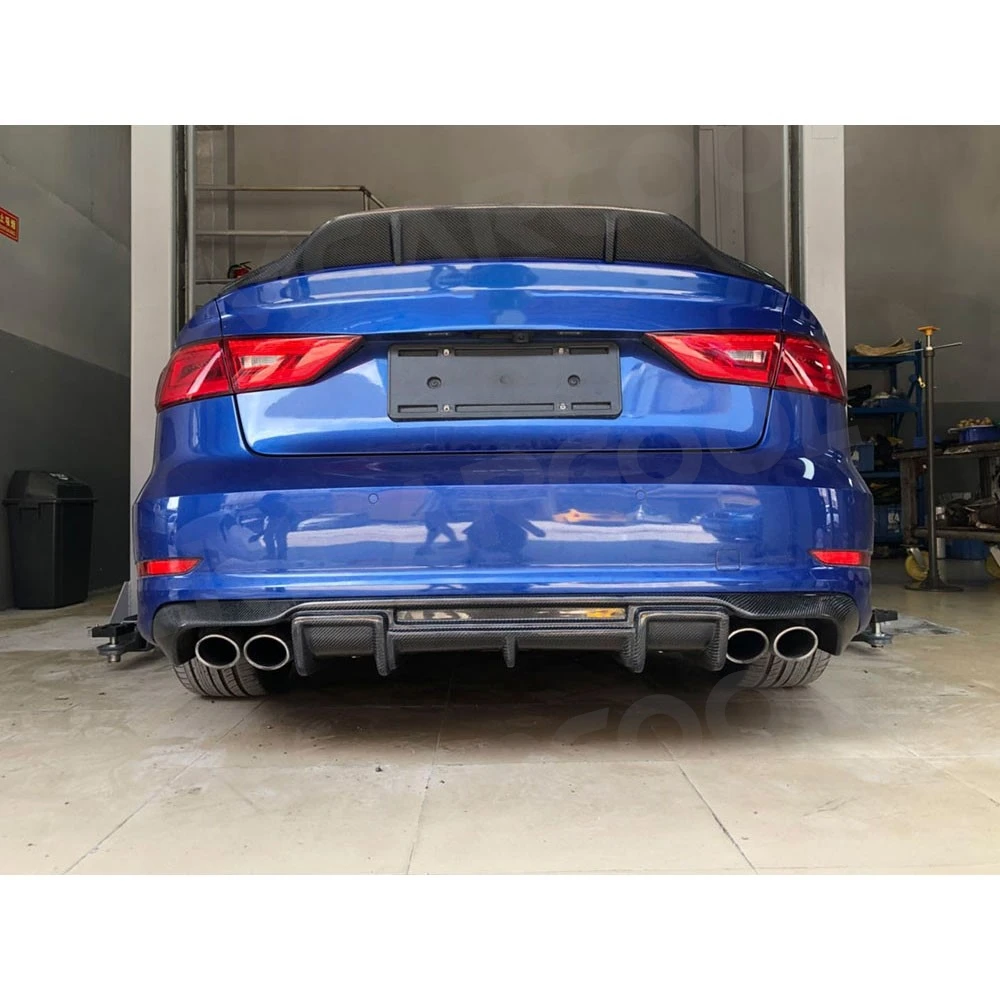 Carbon Fiber Car Rear Bumper Lip Spoiler Diffuser for Audi A3 Sline S3 Sedan 4 door Not A3 Standard 2014 2015 2016 Car Styling view 2