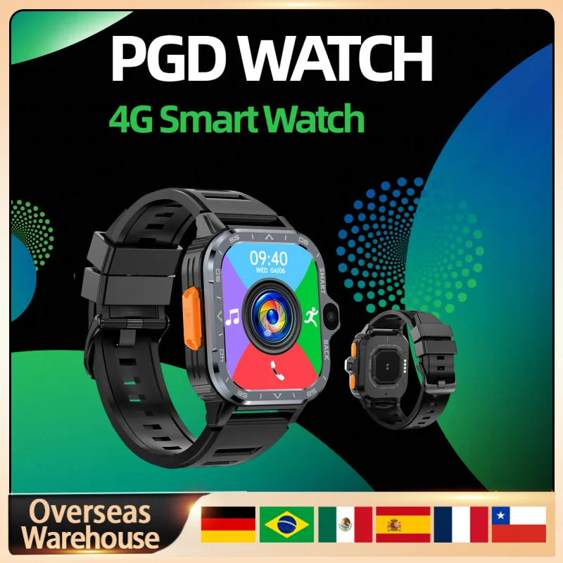 PGD Watch Dual Camera GPS Wifi SIM Card NFC Rugged 16/64G ROM Storage 4G LTE Google Play Heart Rate Android Smart Watch Men