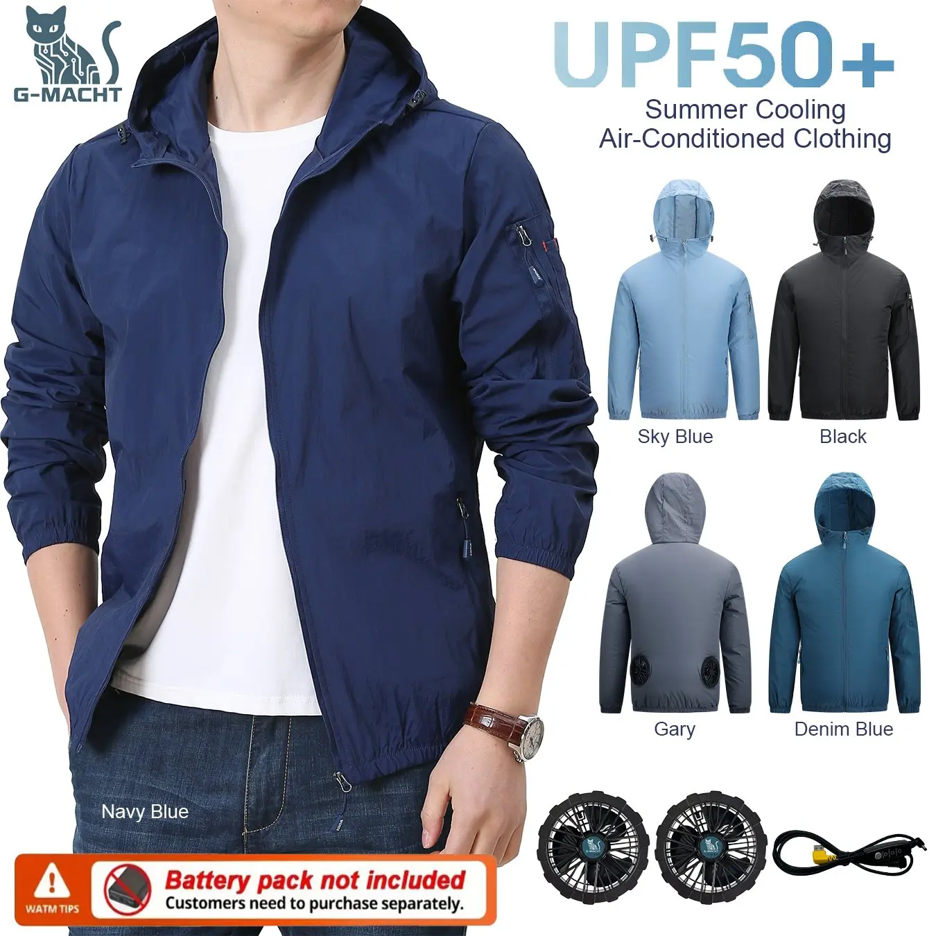 Chaleco Refrigerante de Verano para Parejas, Chaqueta con Ventilador Resistente al Calor, Ropa con Aire Acondicionado, Camisa Transpirable de Manga Larga con Protección UV