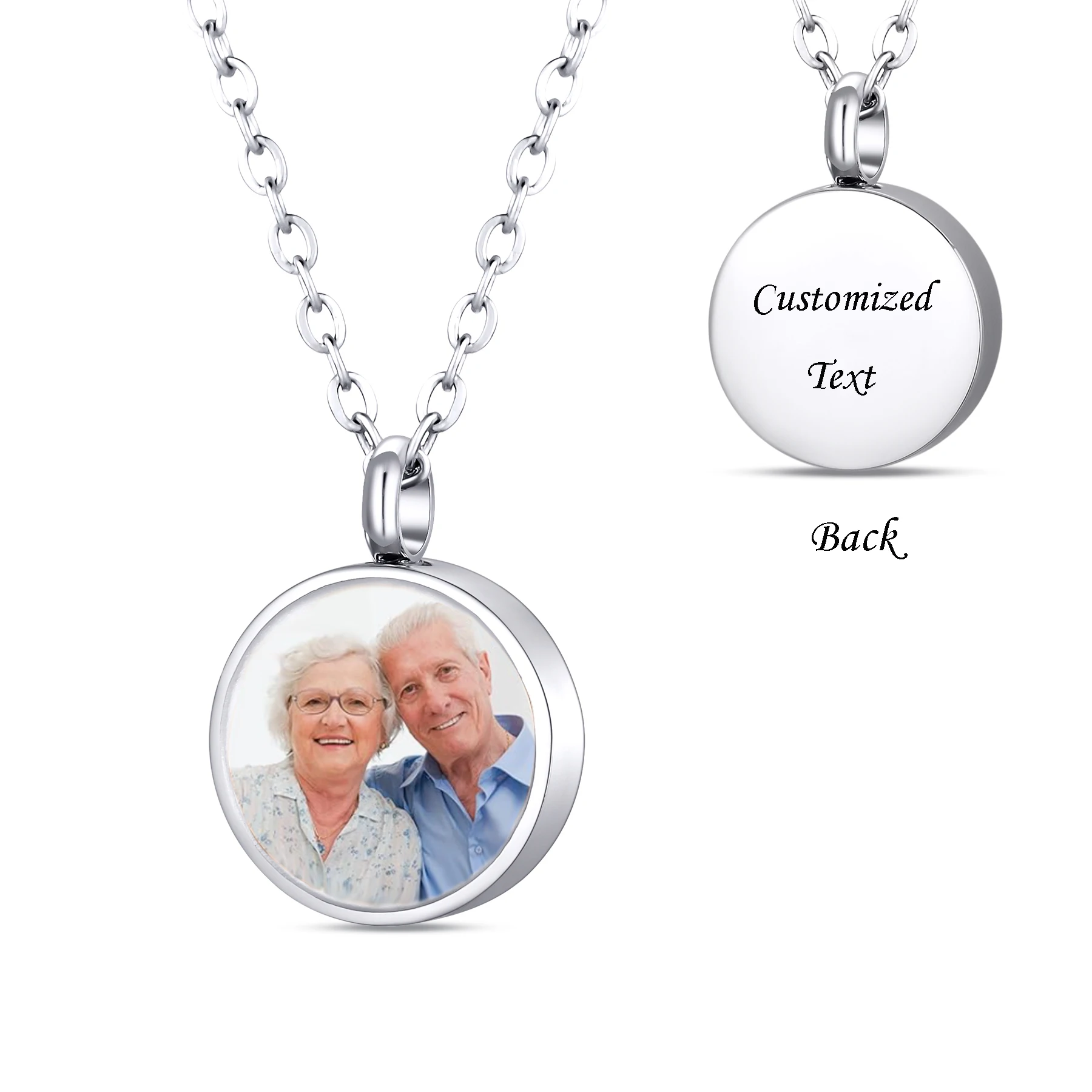Individuelles Urnen-Medaillon mit Foto für Asche, Gedenk-Andenken-Schmuck aus Edelstahl, Erinnerungsgeschenk – Detail 9