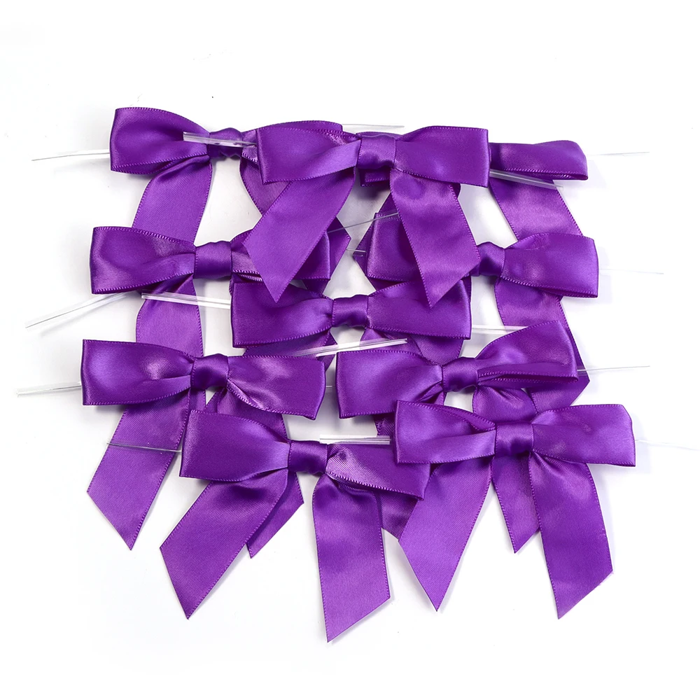 10 teile/los 9X9 cm Bögen Twist Tie Satin Band Bogen Abdichtung Bindung Draht Für Lollipop Süßigkeiten Bäckerei Geschenke verpackung Zubehör – Detail 8