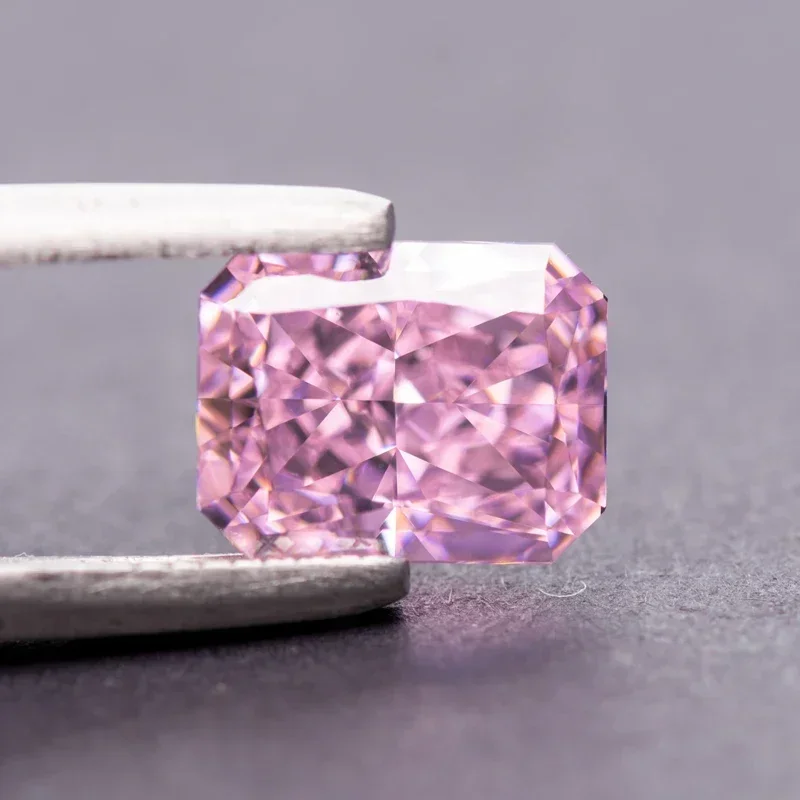

Cubic Zirconia 5A Grade Radiant Shape Light Pink Color 4k Crushed Ice Cut Charm Beads For DIY Jewelry Making Pendants M