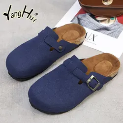 2023 New Concise Retro Outside Flat with Women's Slippers Mules Modern Sandals Buckle Shoes Strap Autumn Winter