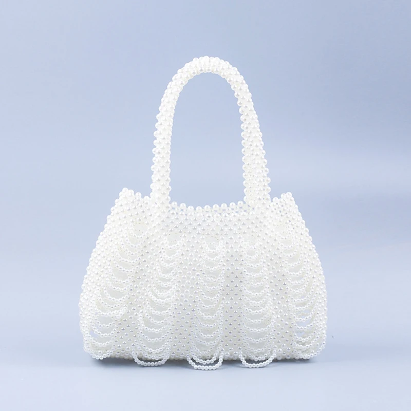 

Handmade Beaded Woven Large Irregular Wave Purses and Handbags Dumpling Handbag Casual Fashion Top-handle Handbag