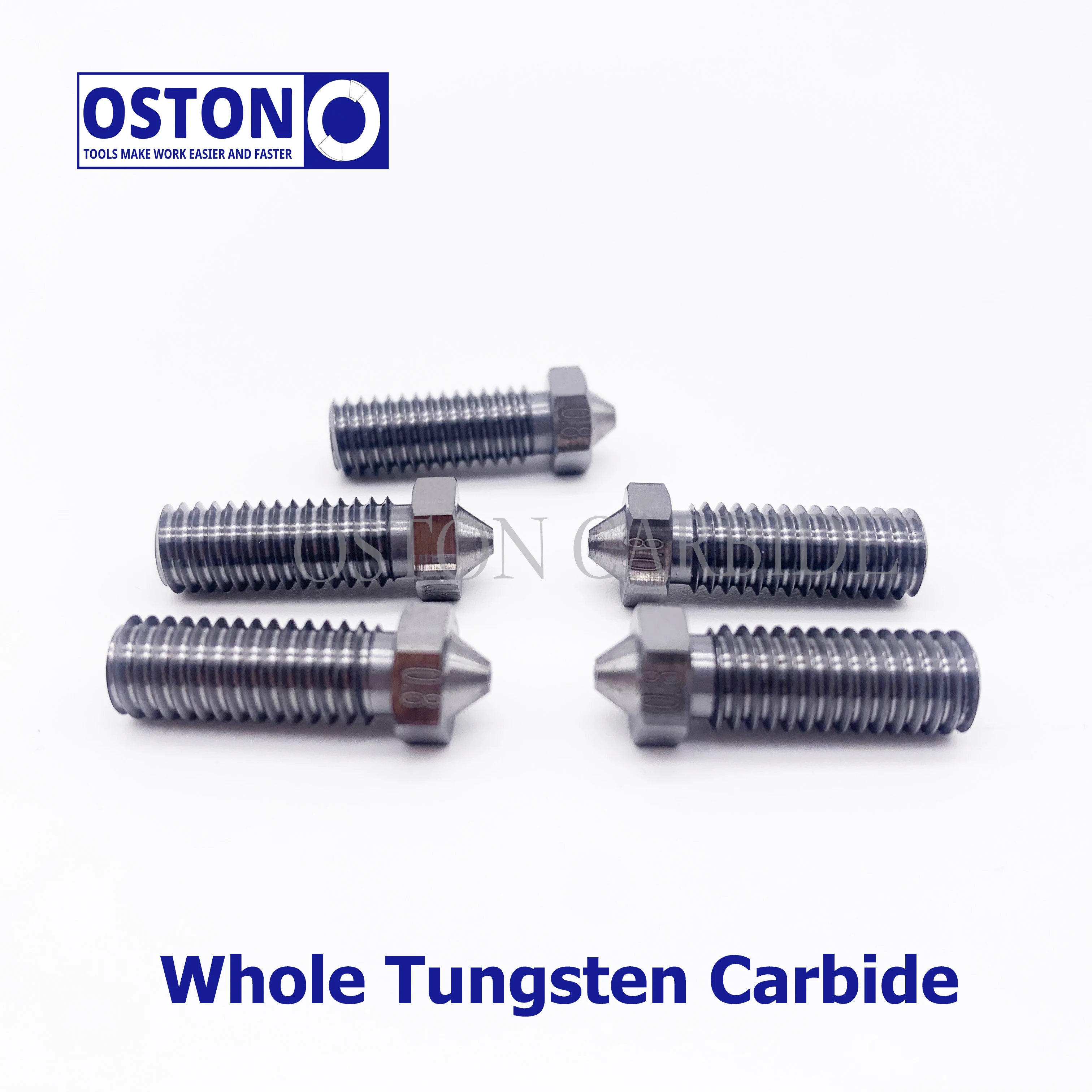 

OSTON CARBIDE 5 PCS Volcano Tungsten Carbide 3D Nozzle 0.3/0.4/0.5/0.6/0.8mm for 1.75mm Filament