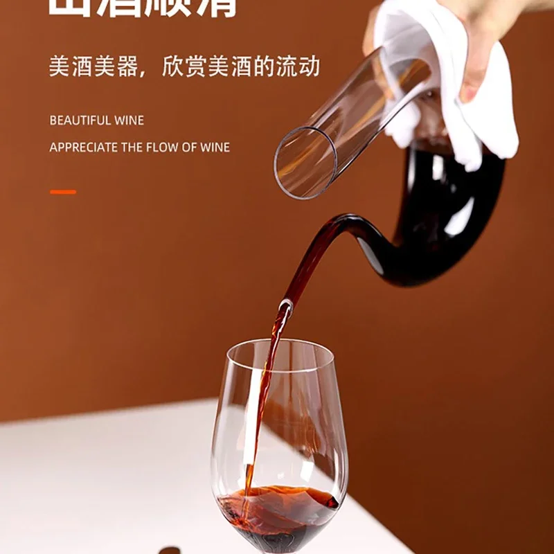 1500 ml großer Dekanter, handgefertigt, Kristall, Rotwein, Brandy, Champagnergläser, Dekanter, Flasche, Krug, Ausgießer, Belüfter für Familienbar – Detail 3
