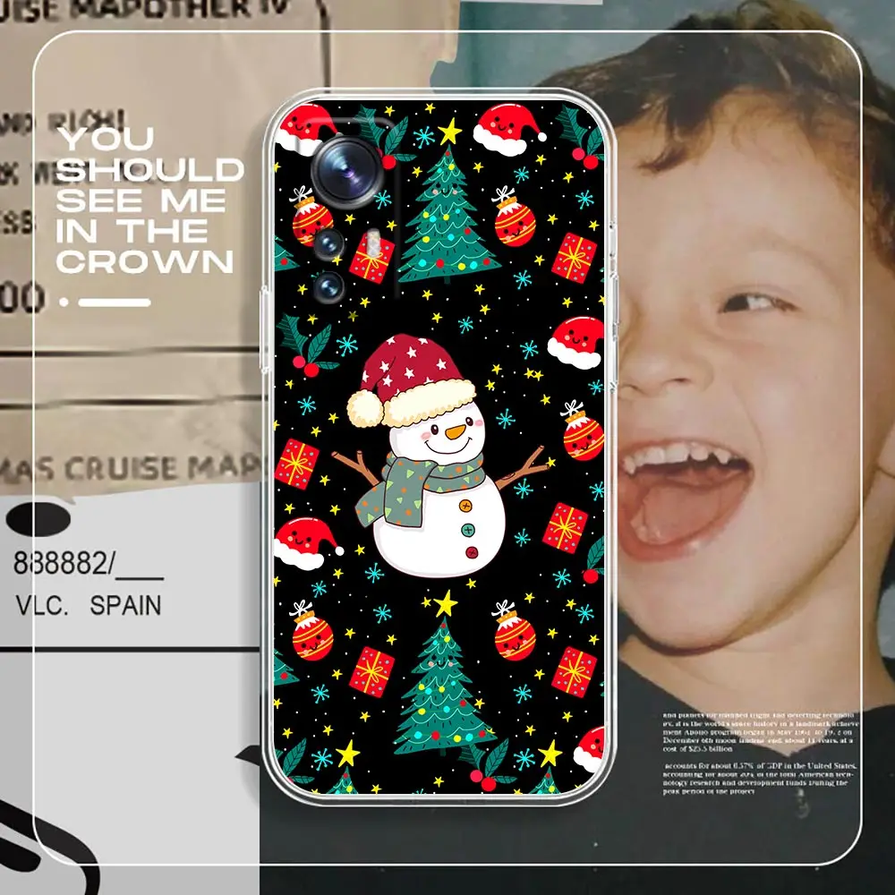 Clear Phone Case For Xiaomi 13 12 12X 11 11T 10 10S 9SE 9 8 6X 6 Silicone Case Funda Capa Shell Merry Christmas Gift Santa Claus