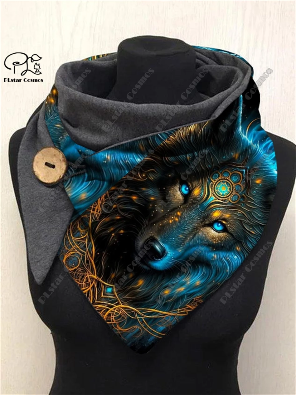 3D printing color panda wolf fox cat dog pattern warm shawl scarf spring and winter small triangle scarf female casual