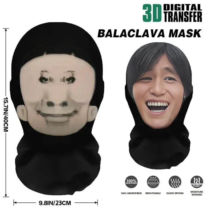 New 3D Printed Ronaldo Mask Elastic Mesh Full Face Mask for Unisex Cosplay Headwear Party Simulation Balaclava Hat Headgear