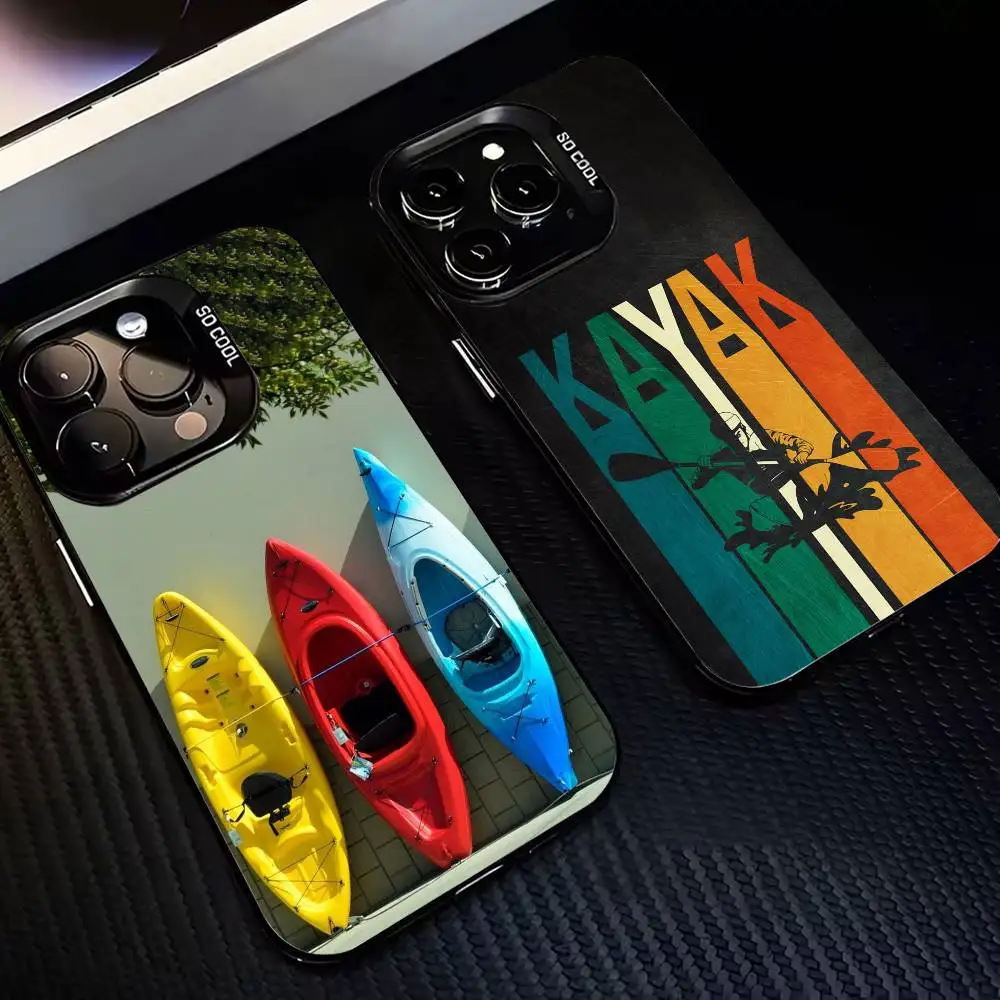 

B-Boating K-Kayaking S-Sprot Phone Case For iPhone17,16,15,14,13,12,11,Pro,MAX Gray Matte Silicone Black Cover