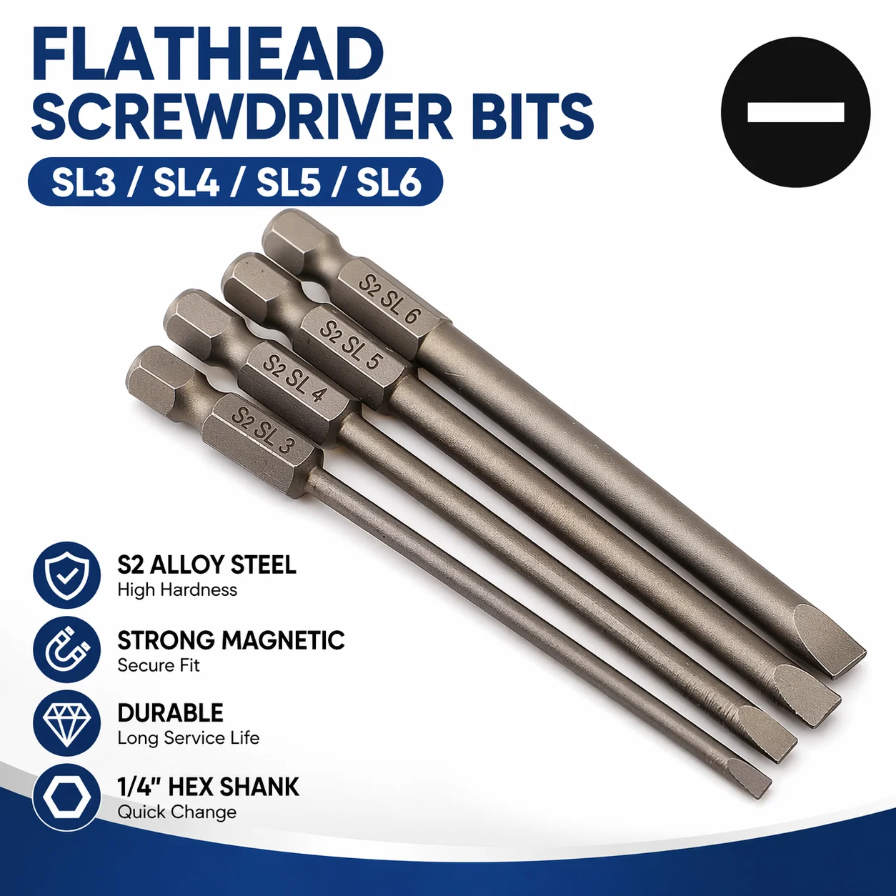 4pcs Magnetic Screwdriver Bits 100mm Alloy Steel 1/4 Hex Shank Long Screwdriver Bits For Torx Cross Slotted Hex Head Slotted Tip image 3