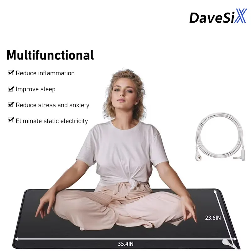 

90x60cm Grounding Mat Earthing Pad for Better Sleep EMF Protection Grounding Sheet with Earthing Cable Anti Static for wholebody