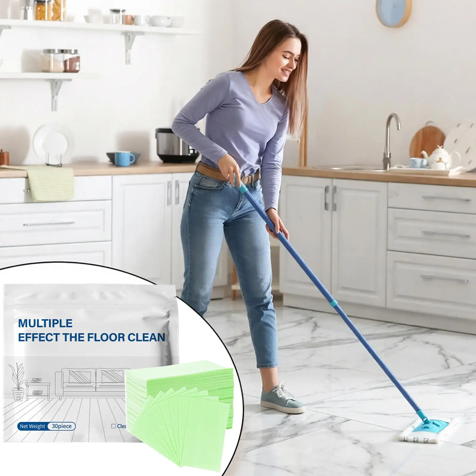 Floor Cleaner 30PCS Water-Soluble Sterilizing Fragrant Bathroom Kitchen Deodorant Dirt Toilet Cleaning Sheet