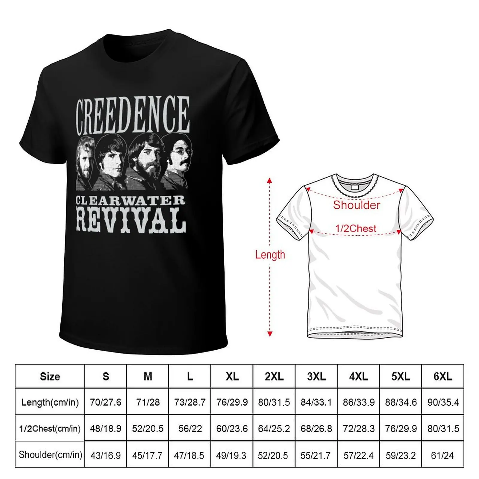Creedence Clearwater Revival T-Shirt Soft Casual Short Sleeve Cotton Tee