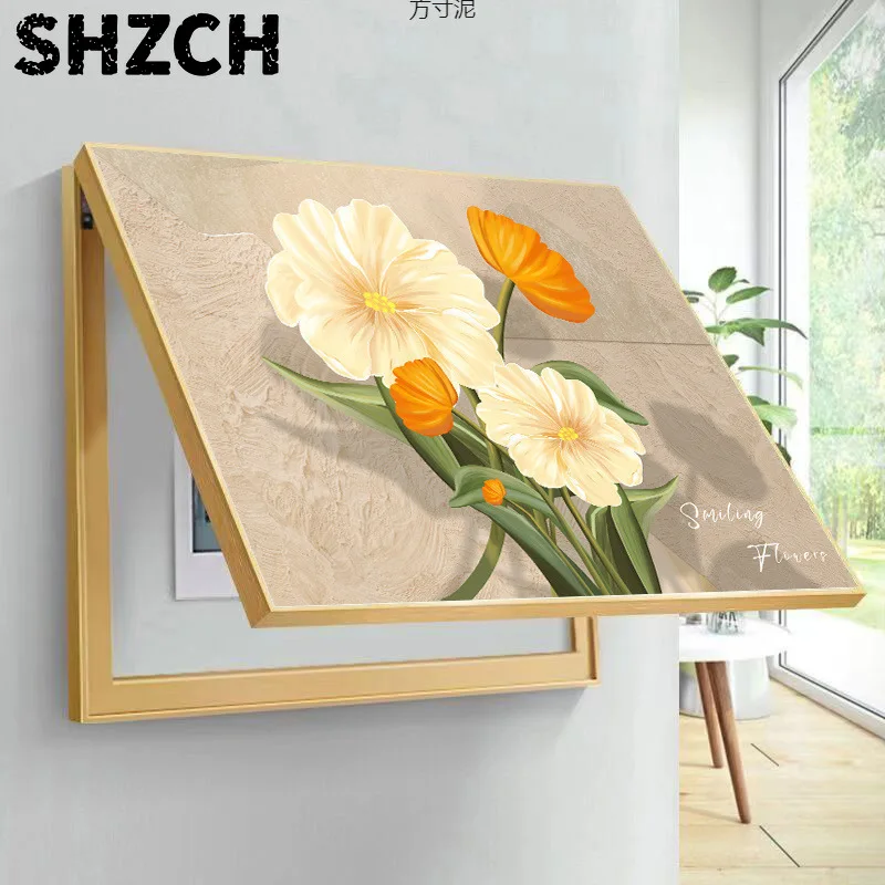 New No-Drill Modern Minimalist Electric Meter Box Cover Art - Wall Mounted Air Switch Box Concealer for Living Room Decor Wholes