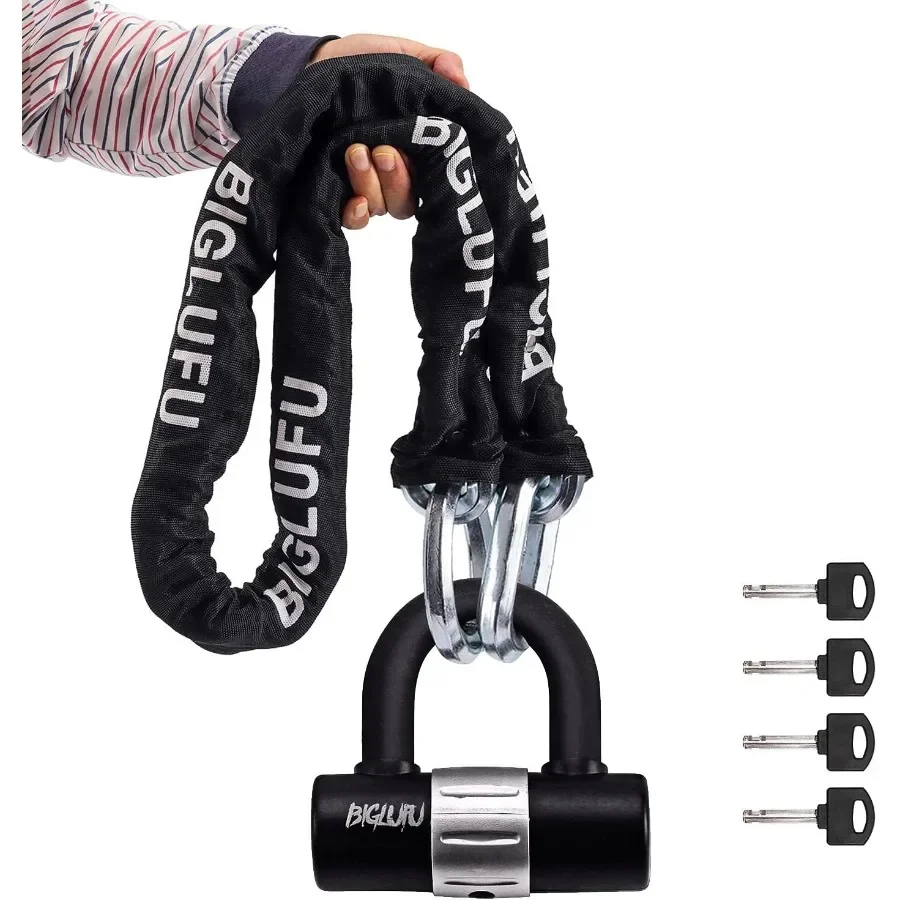 Heavy Duty Motorcycle Lock Chain with 4 Keys 16mm ULock and 150cm 5ft CutProof 12mm Thick Chains Ideal for Securing Motorcycles