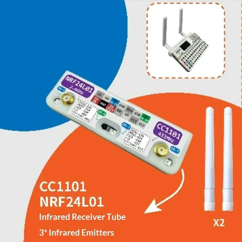 M5Stack CardPuter 3 In 1 RF Module CC1101 NRF24L01 IR Transceiver Accessory, Cardputer ADV Main Unit Not Included