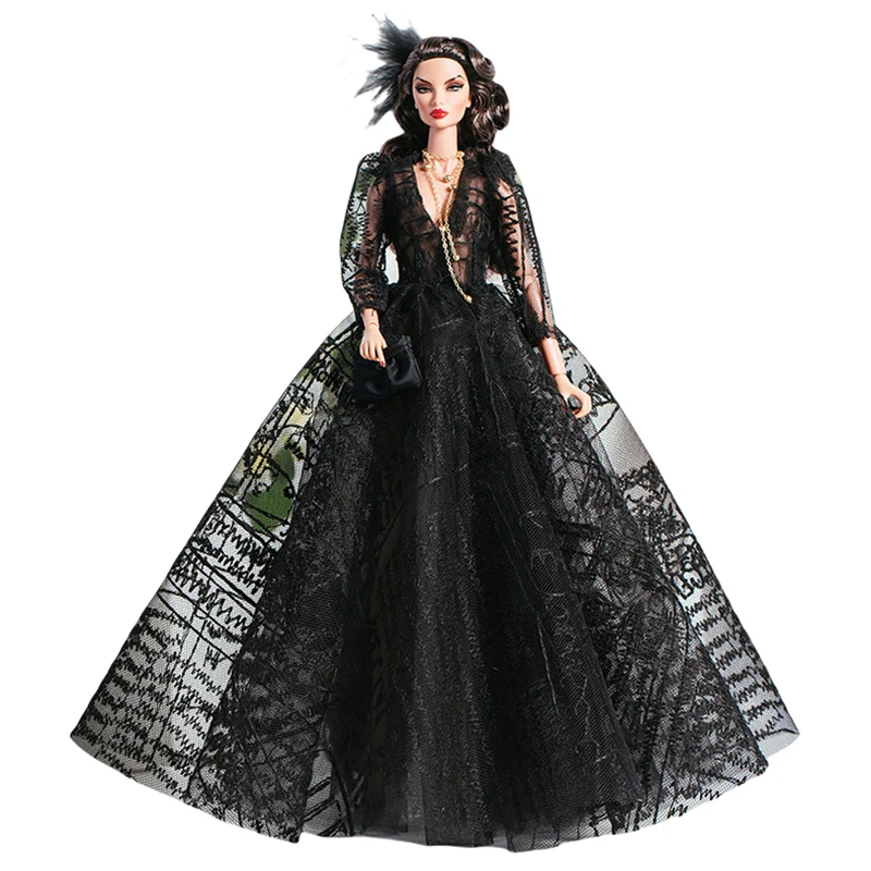 European Fashion Black Lace Dress Set for 30cm Barbie Blyth 1/6 Anime BJD Doll Clothes Accessories Girls DIY Toys Birthday Gifts