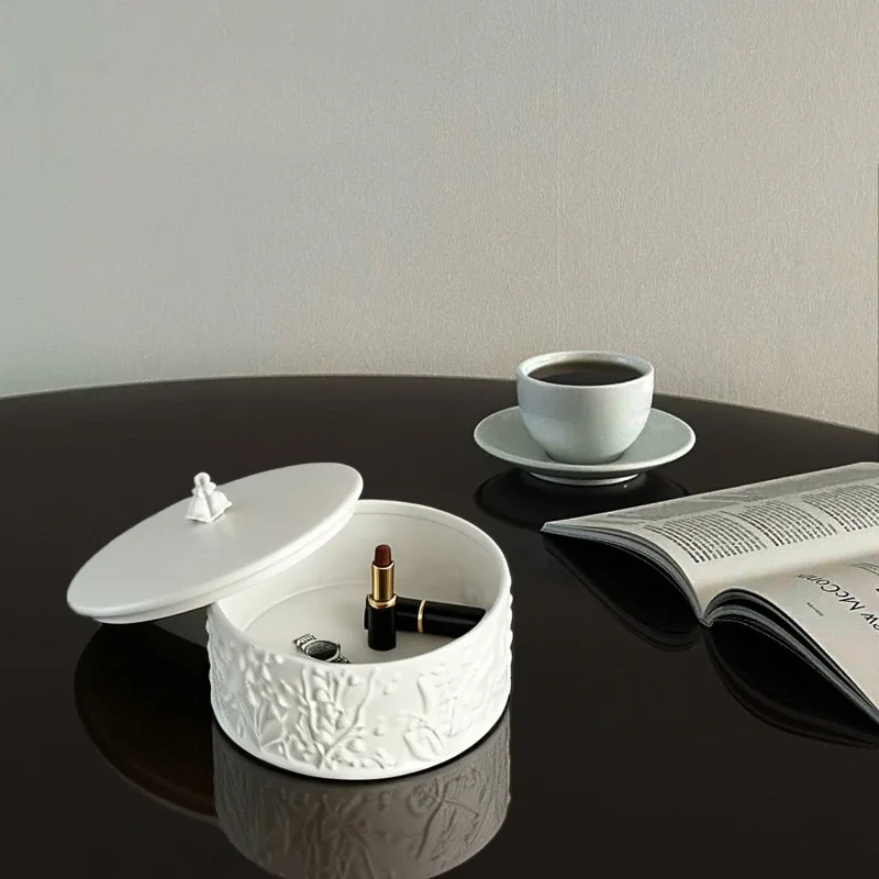 French Style Ceramic Canister Dustproof Jewelry Box Organizer for Desktop TV Stand Countertop Home Decor Storage Jar Best