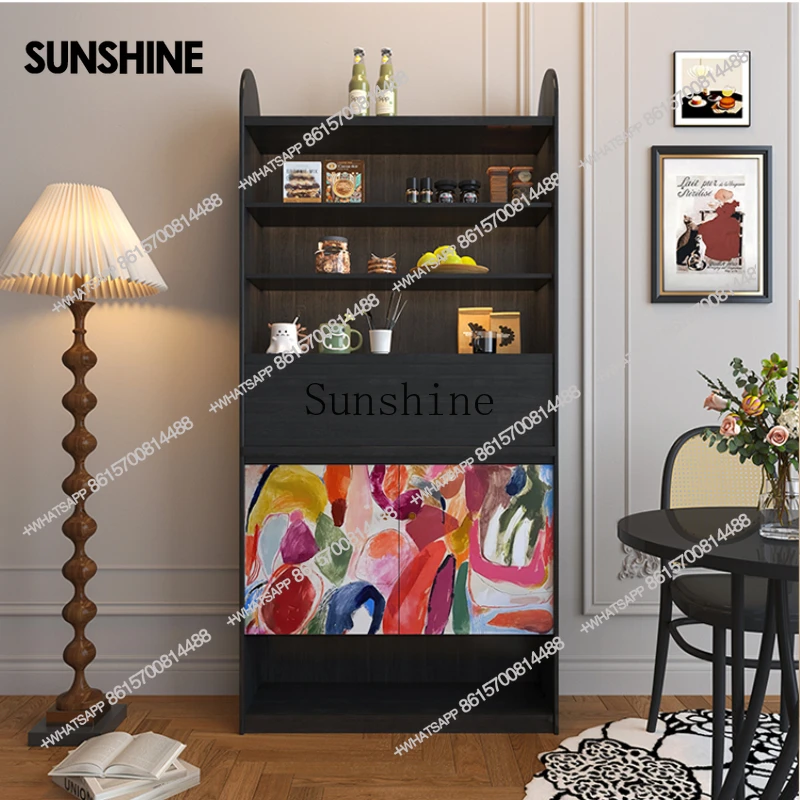 Solid wood wall-to-wall dining side cabinet, living room multi-layer display shelf, corner storage bookcaseX