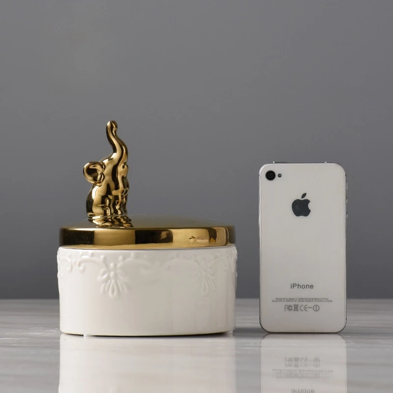 Nordic modern simple ceramic animal jewelry box, neoclassical bedroom living room wine cabinet decoration creative ornament