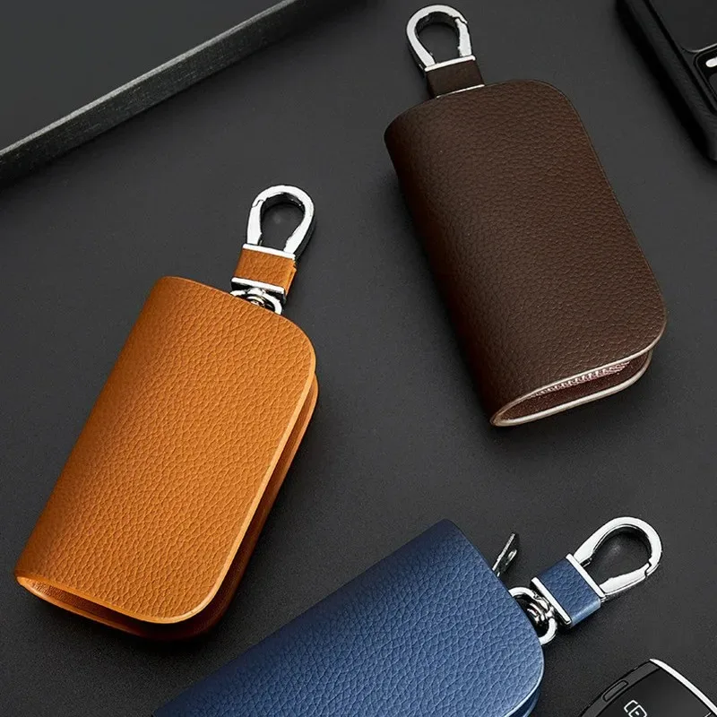 Car Key Case Zipper Leather Cover Anti Scratch Dustproof Full Protection For SUV Sedan Hatchback Wagon MPV