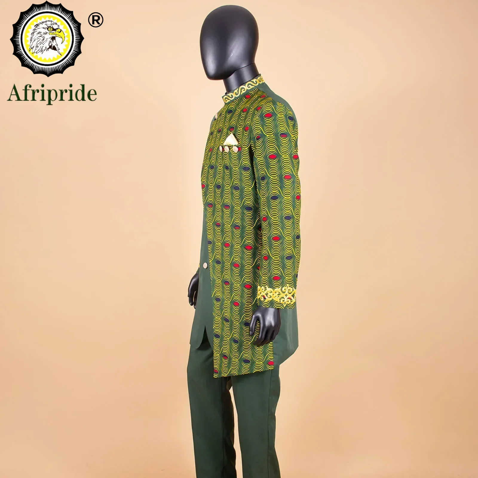 African Suits for Men Embroidery Print Blazer and Pants Set Business Dress Suit with Kerchief Party Wedding Evening A2316023