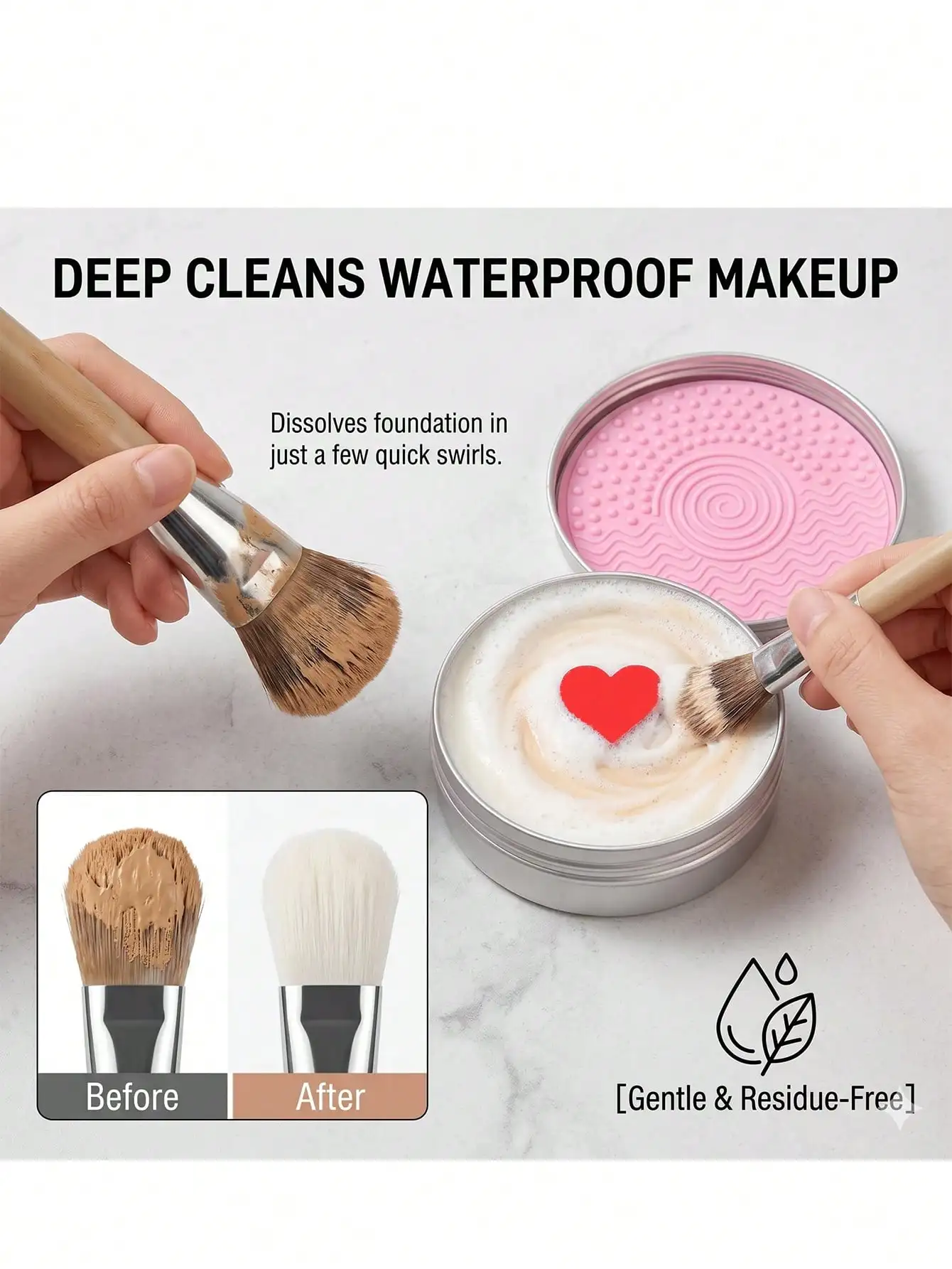 Clean Your Brushes In Seconds! Makeup Brush Cleaning Soap With Scrub Mat, Solid Cleanser For Brushes & Sponges, Portable Tin Box, Deep Cleaning Makeup Tool Soap sb260415175204236007124