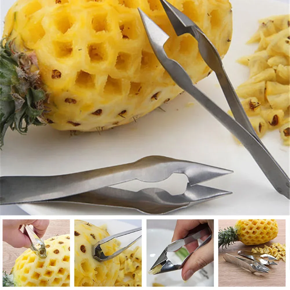 Stainless Steel Pineapple Eye Peeler Useful Tomato Strawberry Pineapple Seed Remover Cutting Clip Practical Kitchen Fruit Tools