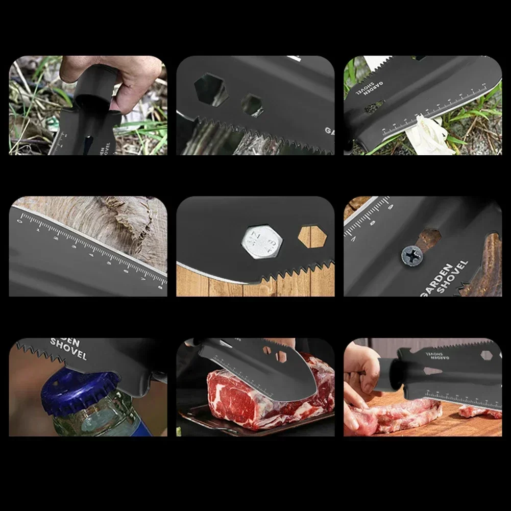 Pala da campeggio all'aperto 8 funzioni Pala da ingegnere portatile Pala da giardino multifunzionale per esterni portatile Utensili manuali multipli