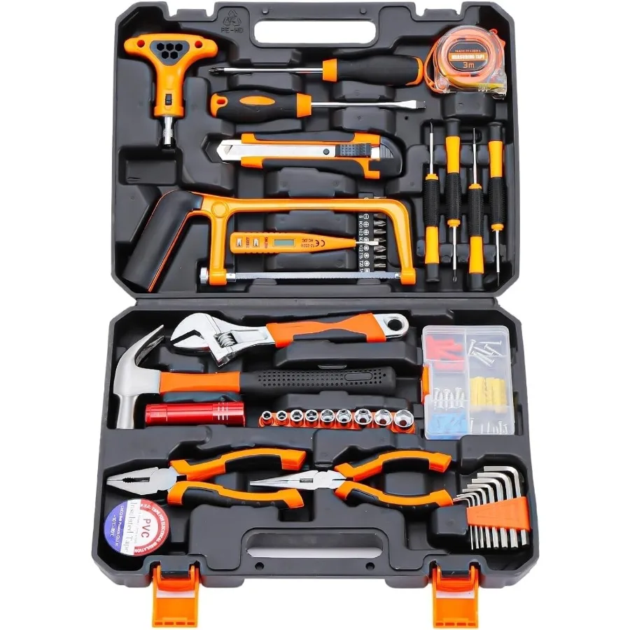 

105 Piece General Household Tool Set in Toolbox Storage Case with Essential Hand Tools for Everyday Home Repairs, DIY and Craft