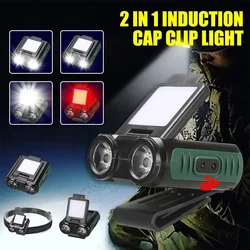 Sensore COB LED Headlight Cap Clip Light USB ricaricabile Head torcia Built-in Battery Headlight Led Head per la pesca in campeggio