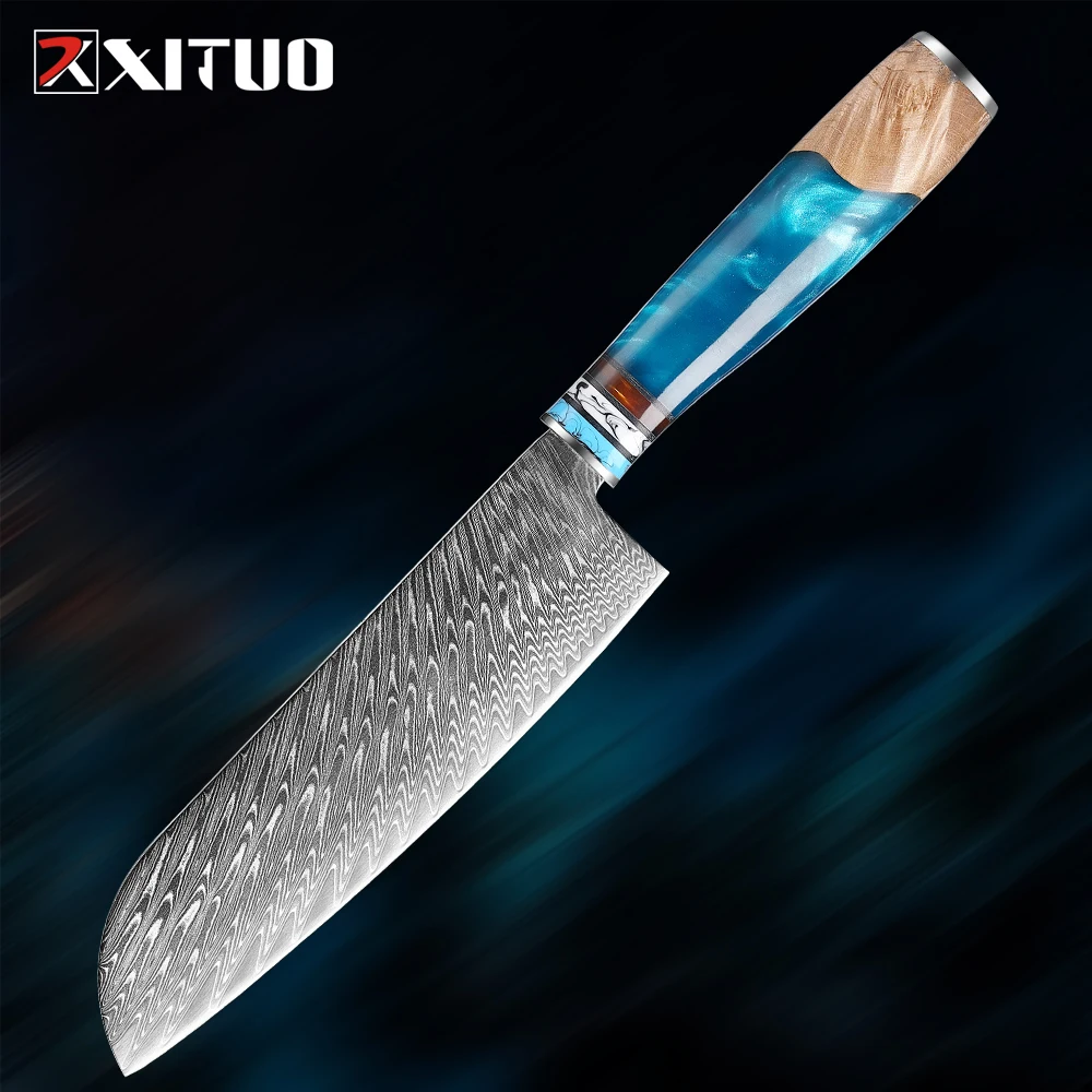 

7 inch Santoku Knife Kitchen Chef Knife Damascus Steel Razor Sharp Cutting Meat and Vegetables Knife Japanese Slicing Knife